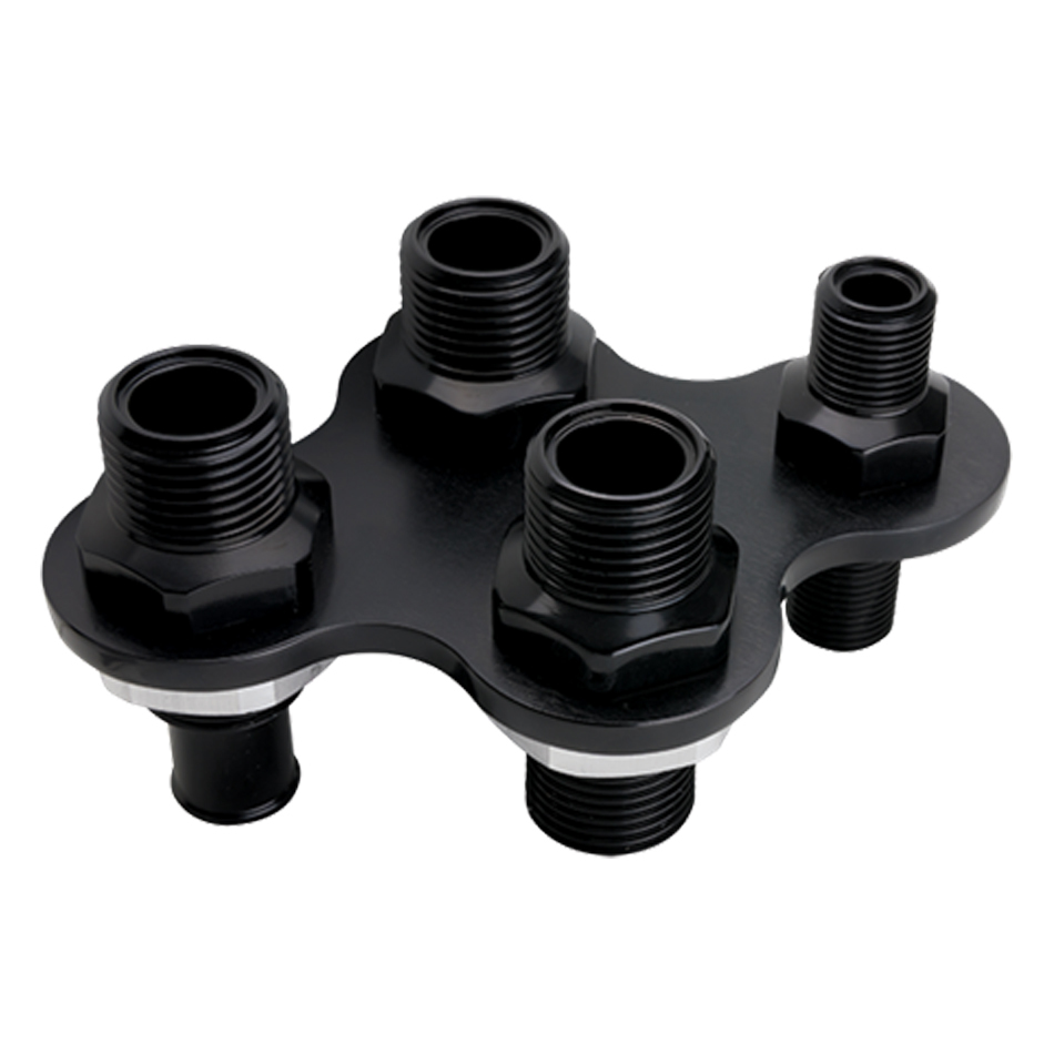 BILLET SPECIALTIES A/C & Heat Bulkhead Push On 4-Port Black BLK66925
