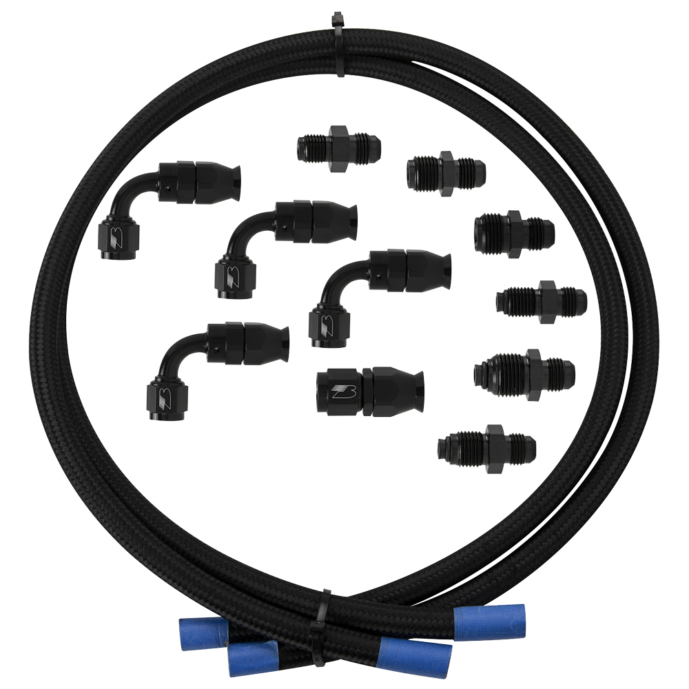 BILLET SPECIALTIES Hose Kit Power Steering w/Pump Mount Reservoir BLK77905