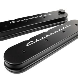 BILLET SPECIALTIES LS Series Motor Valve Co vers Blk Chevrolet Logo BLK95423