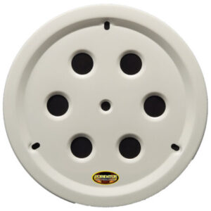 DOMINATOR RACE PRODUCTS Wheel Cover Hole Vent Alum Bolt 15in White 1032-B-WH