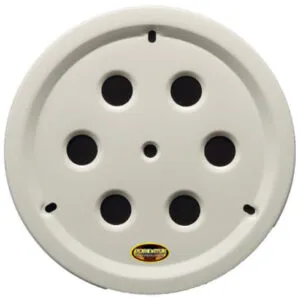 DOMINATOR RACE PRODUCTS Wheel Cover Hole Vent Alum Bolt 15in White 1032-B-WH