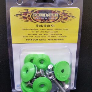 DOMINATOR RACE PRODUCTS Body Bolt Kit Xtreme Green Allen Head 1200-A-XG