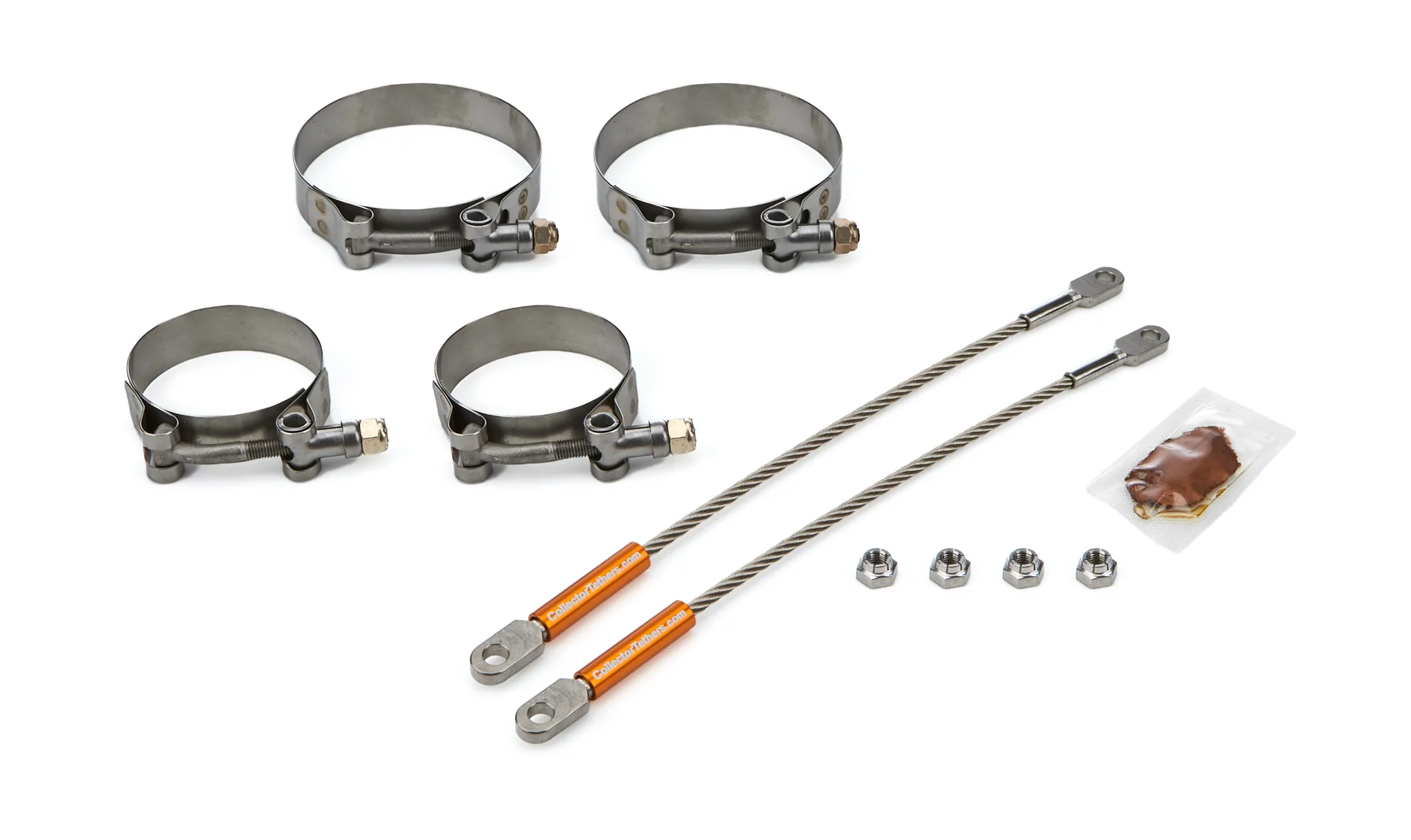 DRAG RACE SOLUTIONS 10in Premium Tether Set 2.375 Pri/3.500 Clamp 0010-2375-3500