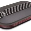 EDELBROCK Billet Alum. Dual Carb A/C - Large Oval- Black 41193
