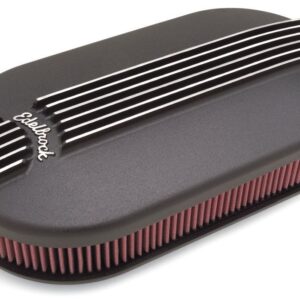 EDELBROCK Billet Alum. Dual Carb A/C - Large Oval- Black 41193