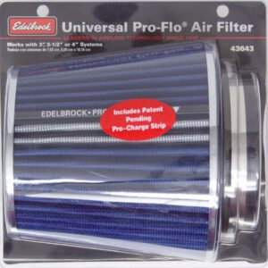 EDELBROCK Pro-Flo Air Filter Cone 6.70 Tall Blue/Chrome 43643
