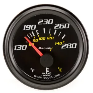 EQUUS 2.0 Dia Water Temp Gauge Black  130-280 E6232