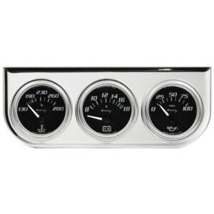 EQUUS 2.0 Dia Triple Gauge Set w/Chrome Panel E7200