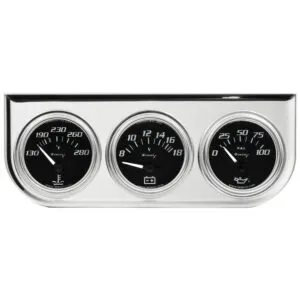 EQUUS 2.0 Dia Triple Gauge Set w/Chrome Panel E7200