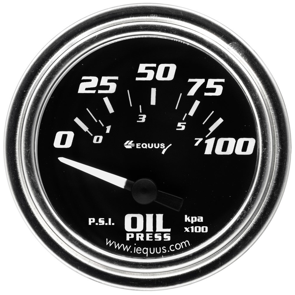 EQUUS 2.0 Dia Oil Pressure Gauge Chrome 0-100psi E7264