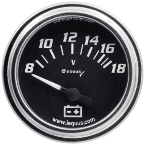 EQUUS 2.0 Dia Voltmeter Gauge Chrome 8-18 Volts E7268