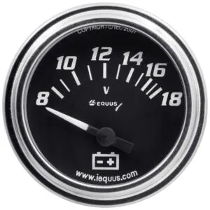 EQUUS 2.0 Dia Voltmeter Gauge Chrome 8-18 Volts E7268