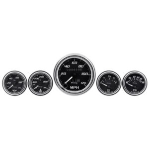 EQUUS 5-Piece Gauge Set Black Face/Chrome Bezel E7500