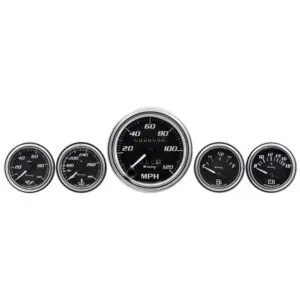 EQUUS 5-Piece Gauge Set Black Face/Chrome Bezel E7500