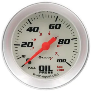 EQUUS 2.0 Dia Oil Pressure Gauge Silver  0-100psi E8244