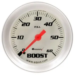 EQUUS 2.0 Dia Boost Gauge Silver  60psi E8256