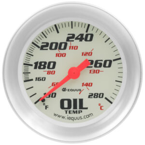 EQUUS 2-5/8 Dia Oil Temp Gauge Silver  130-280 E8443