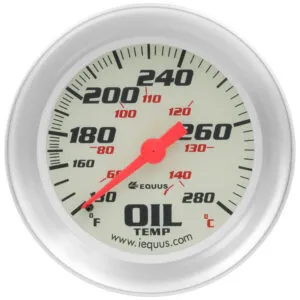 EQUUS 2-5/8 Dia Oil Temp Gauge Silver  130-280 E8443