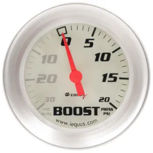 EQUUS 2-5/8 Dia Vacuum/Boost Gauge Silver 30 HG/20 PS E8457