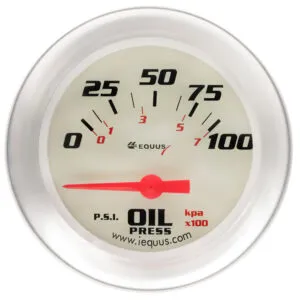 EQUUS 2-5/8 Dia Oil Pressure Gauge Silver  0-100psi E8464