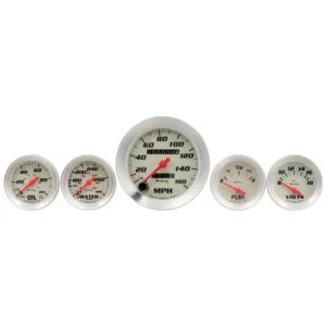 EQUUS 5-Piece Gauge Set White Face/Silver Bezel E8500