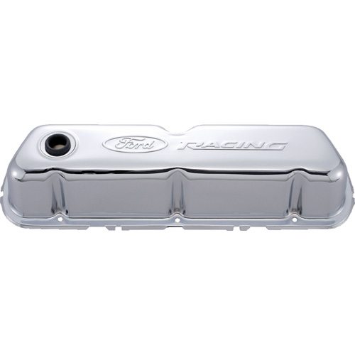 FORD Chrome Steel Valve Cover Set w/Ford Racing Logo 302-070