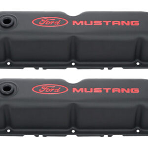 FORD Black Steel Valve Cover Set w/Mustang Logo 302-101