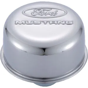 FORD Chrome Steel Breather W/Ford Mustang Logo 302-220