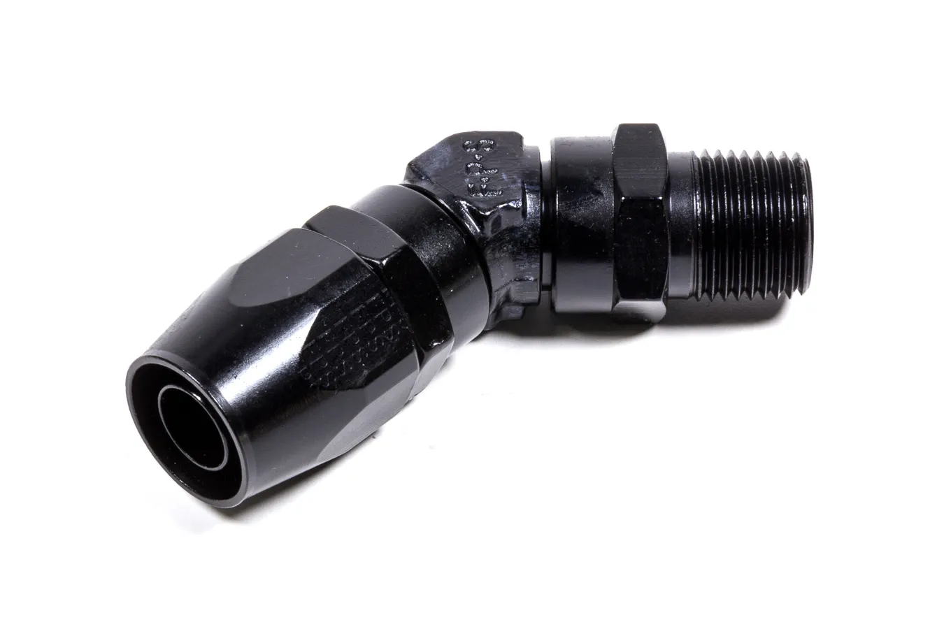 FRAGOLA #10 45 Deg x 1/2 MPT Hose End Black 194510-BL