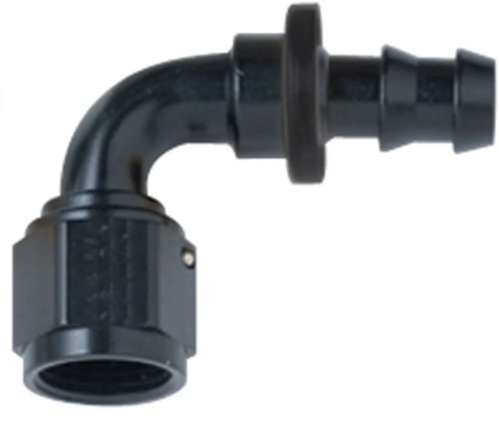 FRAGOLA Hose Fitting #12 90 Deg Push Lock Black 209012-BL