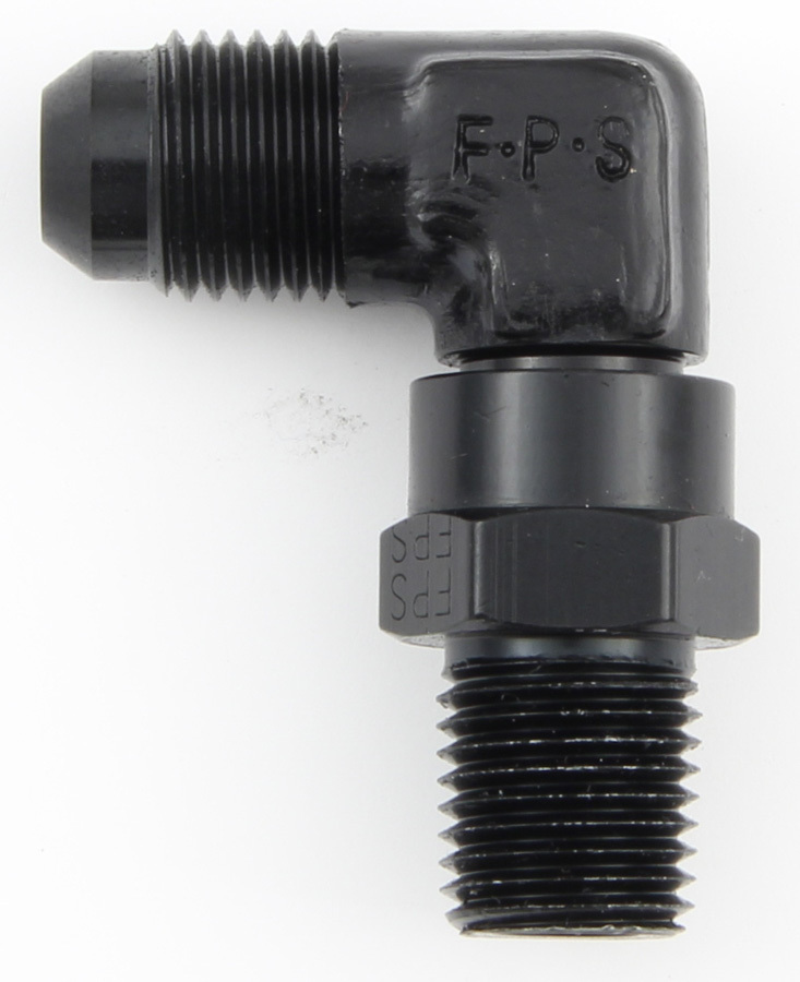 FRAGOLA #8 x 3/8 MPT 90 Deg Swivel Adapter Black 499108-BL