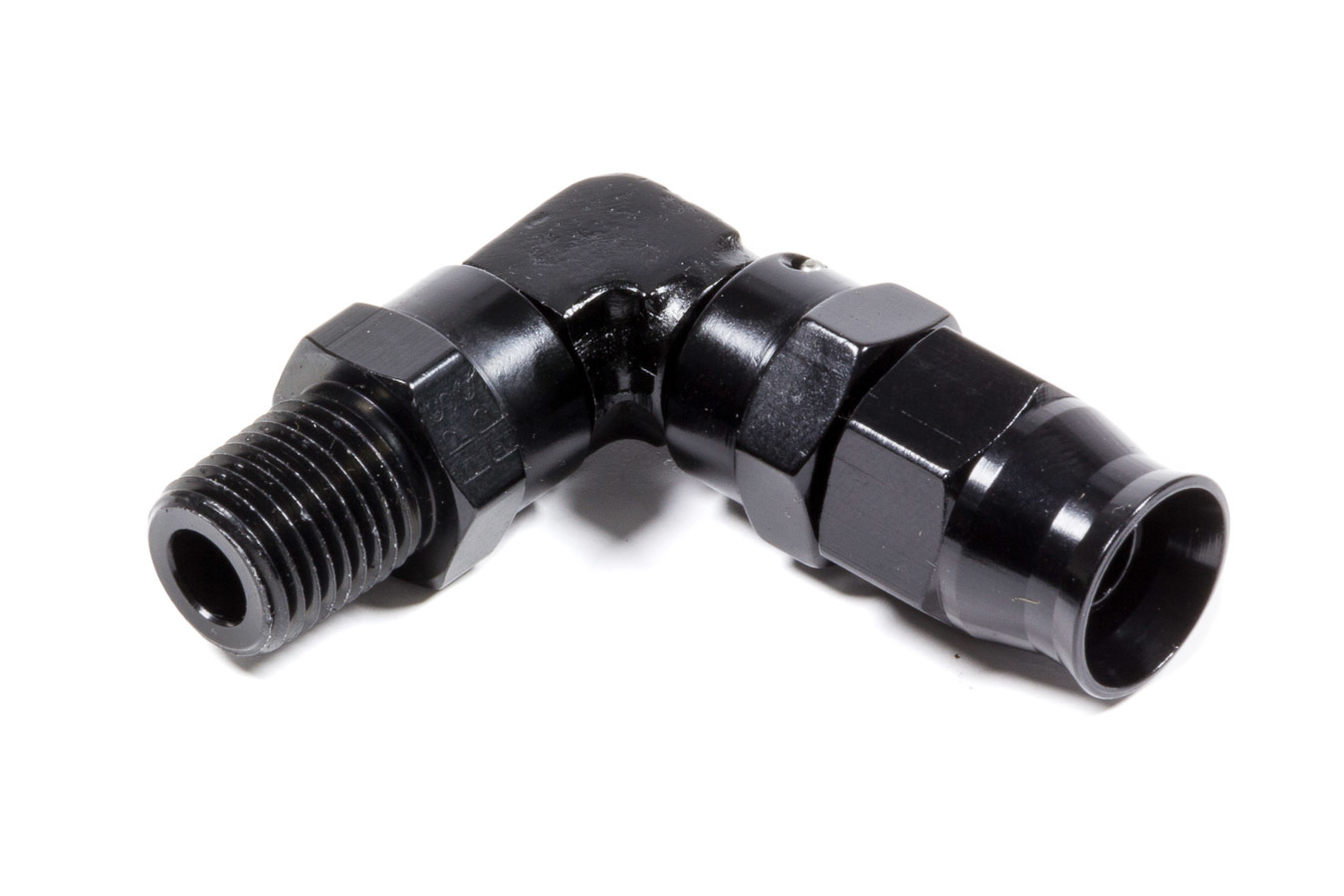 FRAGOLA Hose Fitting #6 90 Deg to 1/4npt PTFE Black 689906-BL