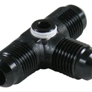 FRAGOLA 6an Male Tee Fitting w/ 1/8 FPT Port Black 997406-BL