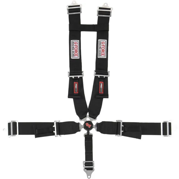 G-FORCE 5pt Harness Set Black Camlock Pull-Down Lap 7030BK