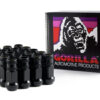 GORILLA 20 Lugnuts 12mm x 1.50 Black Chrome Open End 45038BC-20