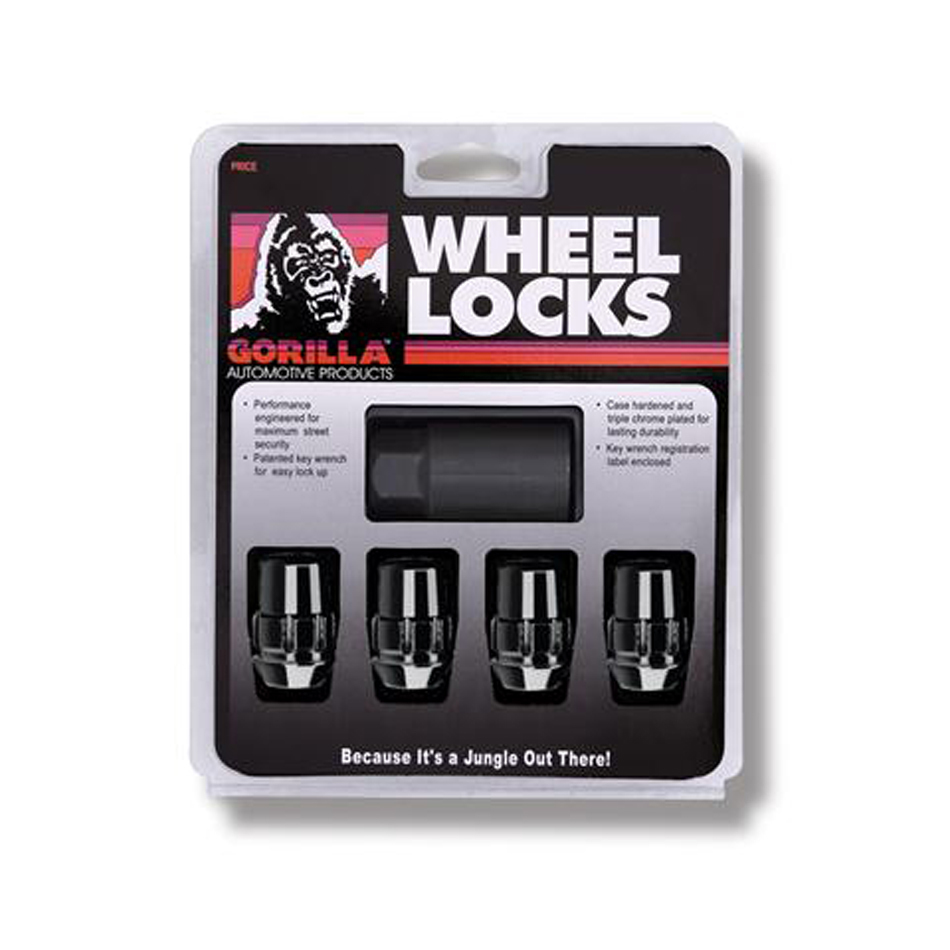 GORILLA Wheel Locks Acorn Black Chrome 14mm x 1.50 4Pack 71641NBC