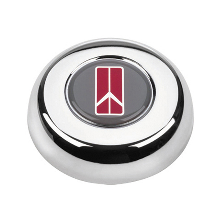 Grant Oldsmobile Horn Button - Red/Grey Chrome Steering Wheel Emblem