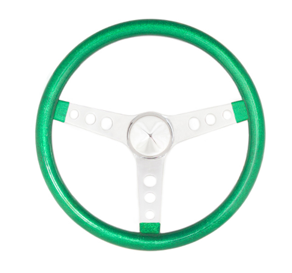 GRANT Steering Wheel Mtl Flake Green/Spoke Chrm 15 8462
