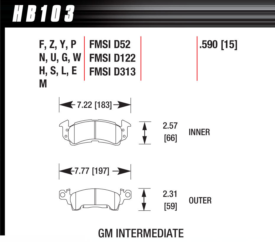 HAWK BRAKE Full Size GM-HP Plus HB103N.590