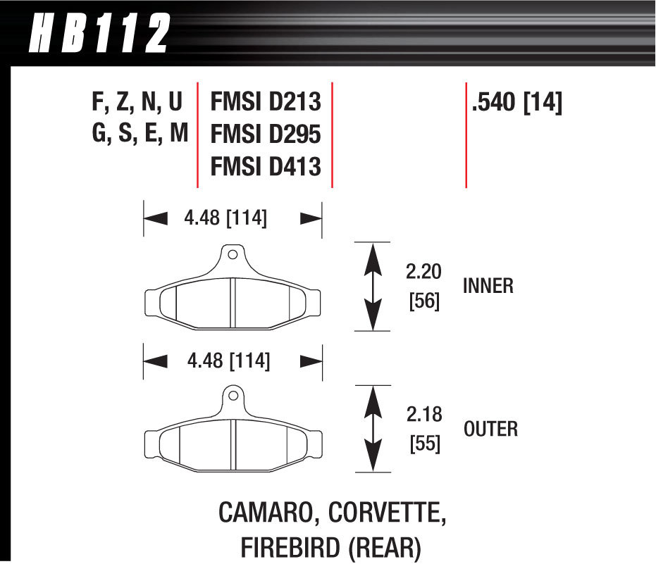HAWK BRAKE Brake Pads Blue 9012 Camaro HB112E.540