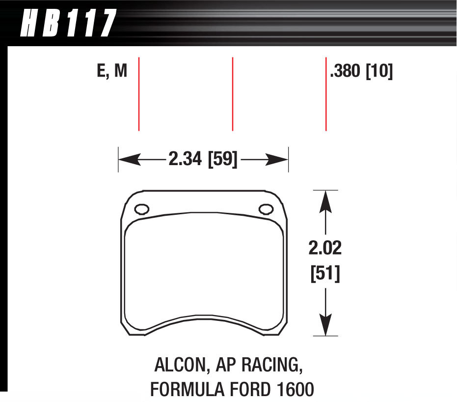 HAWK BRAKE BRAKE PAD AP RACING REAR CALIPER BLUE 9012 HB117E.380