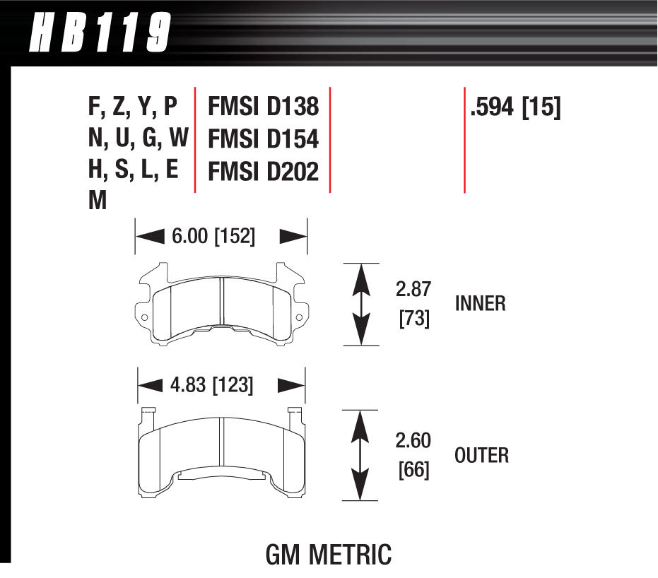 HAWK BRAKE Performance Street Brake Pads (4) HB119F.594