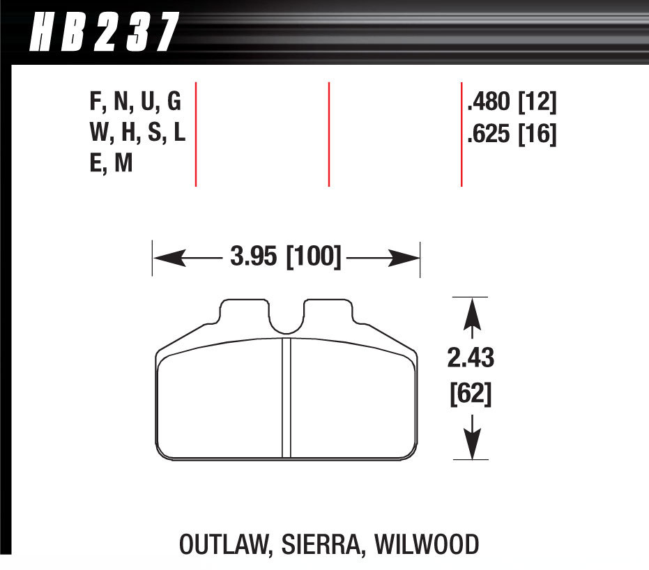 HAWK BRAKE DL Bridgebolt DTC-30 HB237W.625