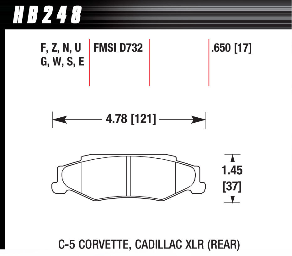 HAWK BRAKE Performance Street Brake Pads (4) HB248N.650