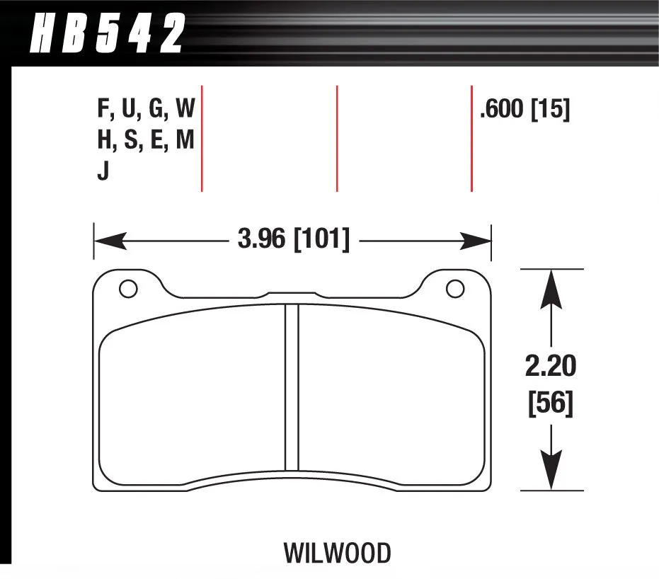 HAWK BRAKE Brake Pad Billet DynaPro Narrow DTC-60 HB542G.600