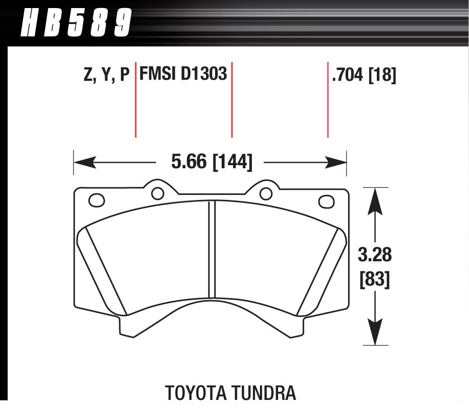 HAWK BRAKE Performance Street Brake Pad LTS 07-22 Toyota P/U HB589Y.704