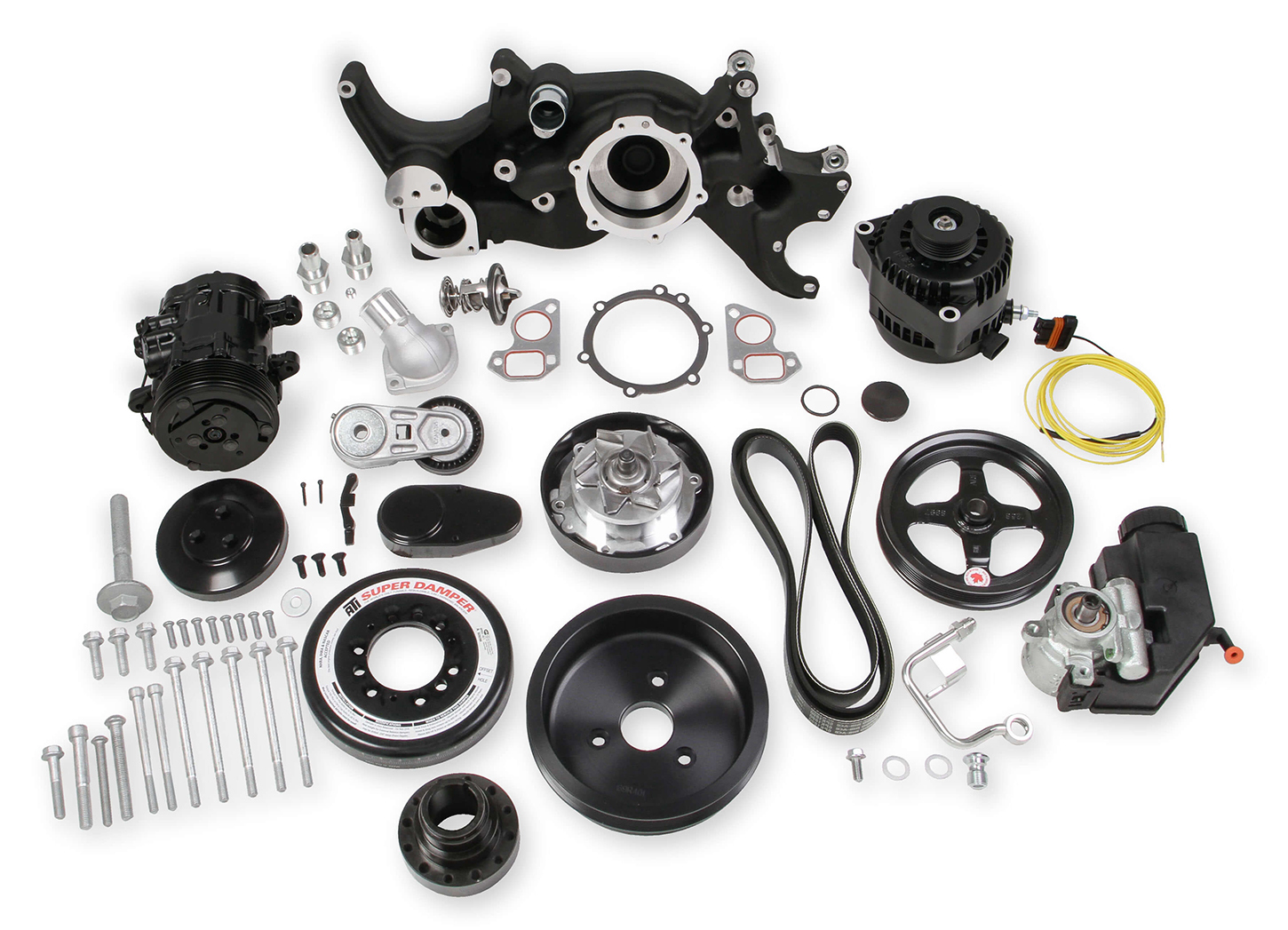 HOLLEY GM LS Mid Mount Complete Accessory Kit - Black 20-180BK