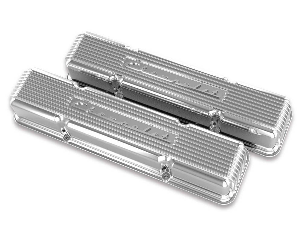 HOLLEY SBC Valve Covers Finned Vintage Series Polished 241-107