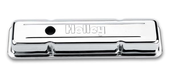 HOLLEY SBC Chrome Valve Covers w/Holley Logo - Short 241-80