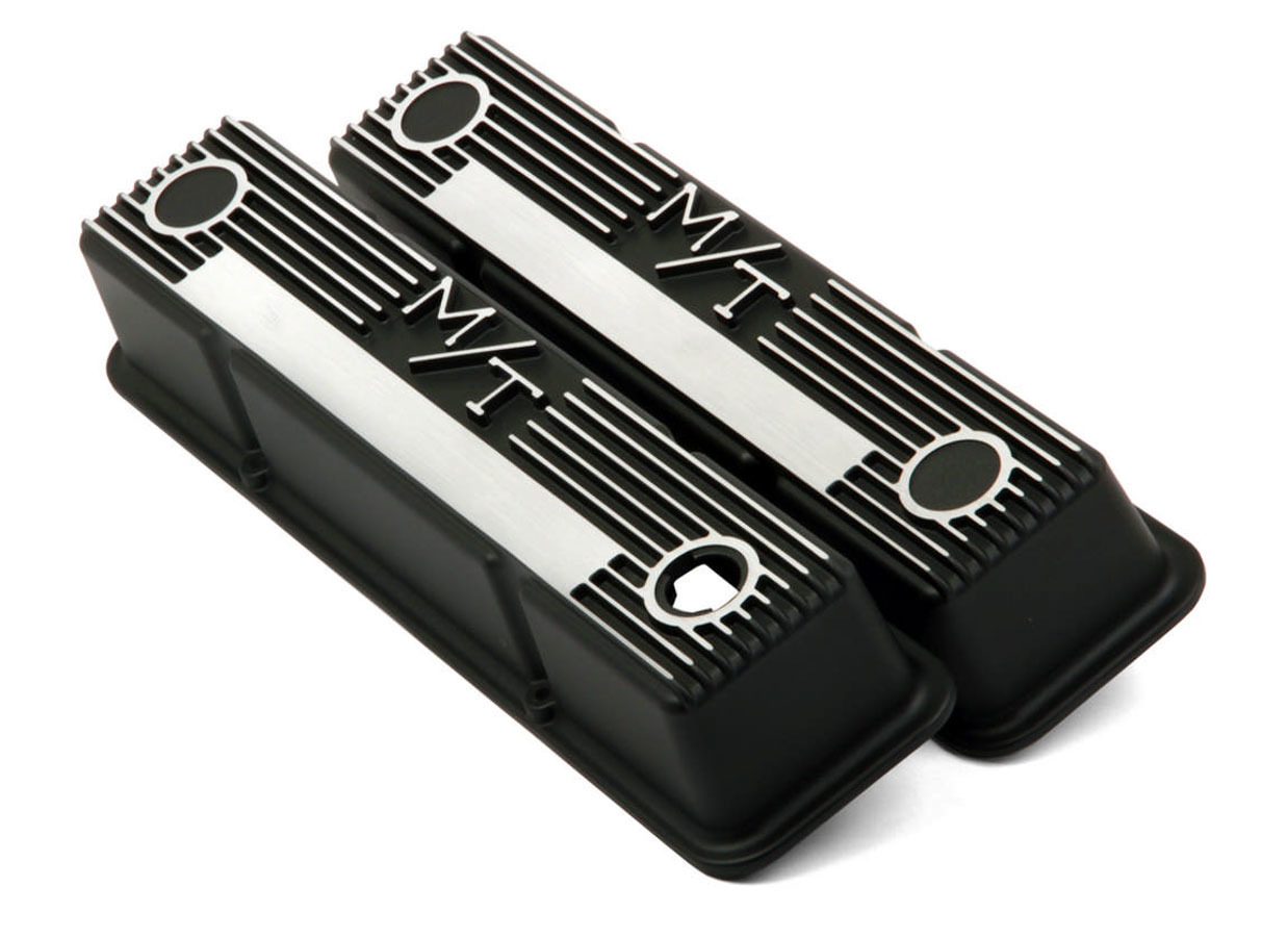HOLLEY SBC M/T Valve Cover Set - Black Krinkle 241-83